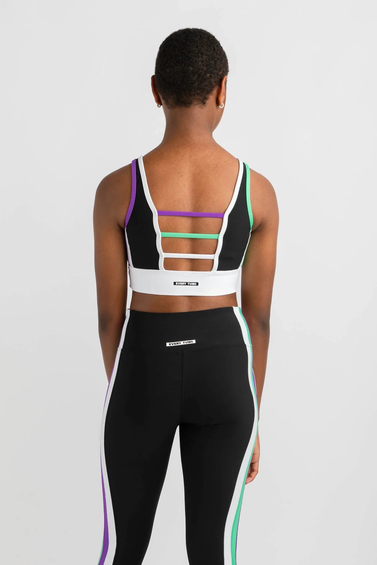 Athletica Crop Top | Black + Mint + Violet