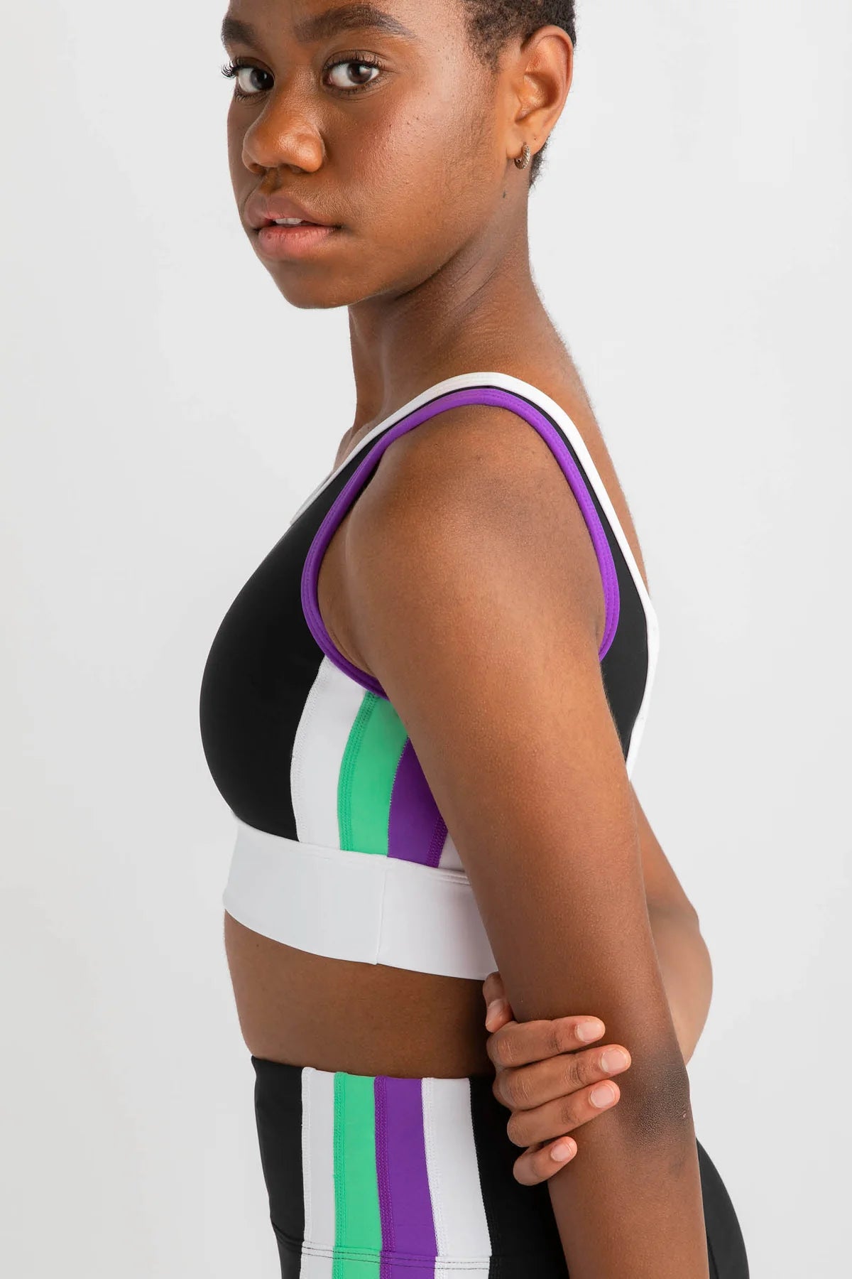 Athletica Crop Top | Black + Mint + Violet