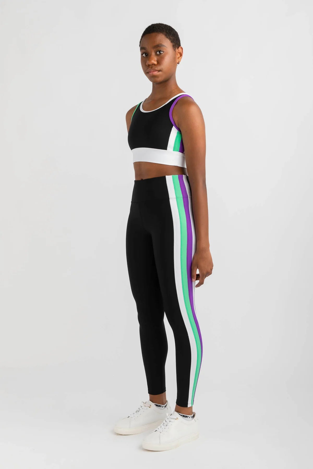 Athletica Crop Top | Black + Mint + Violet