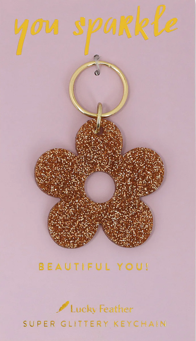 Glitter Flower Keychain