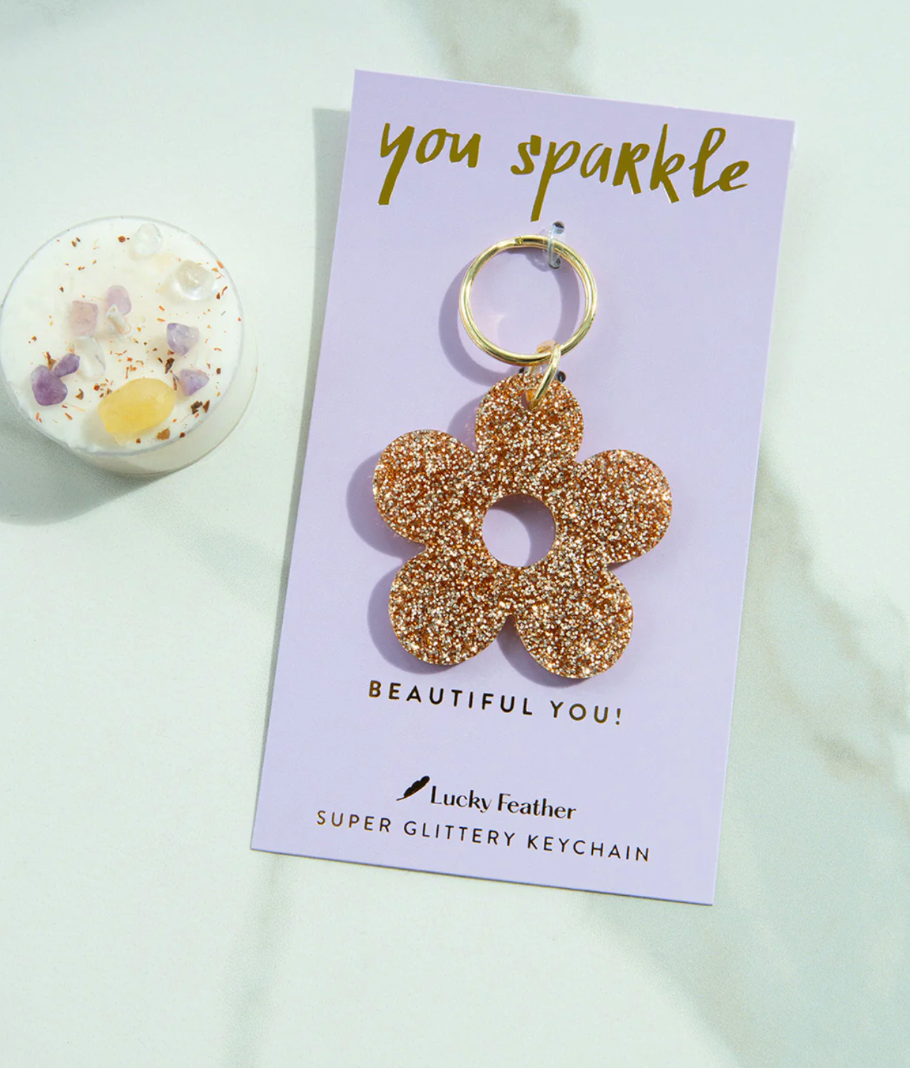 Glitter Flower Keychain