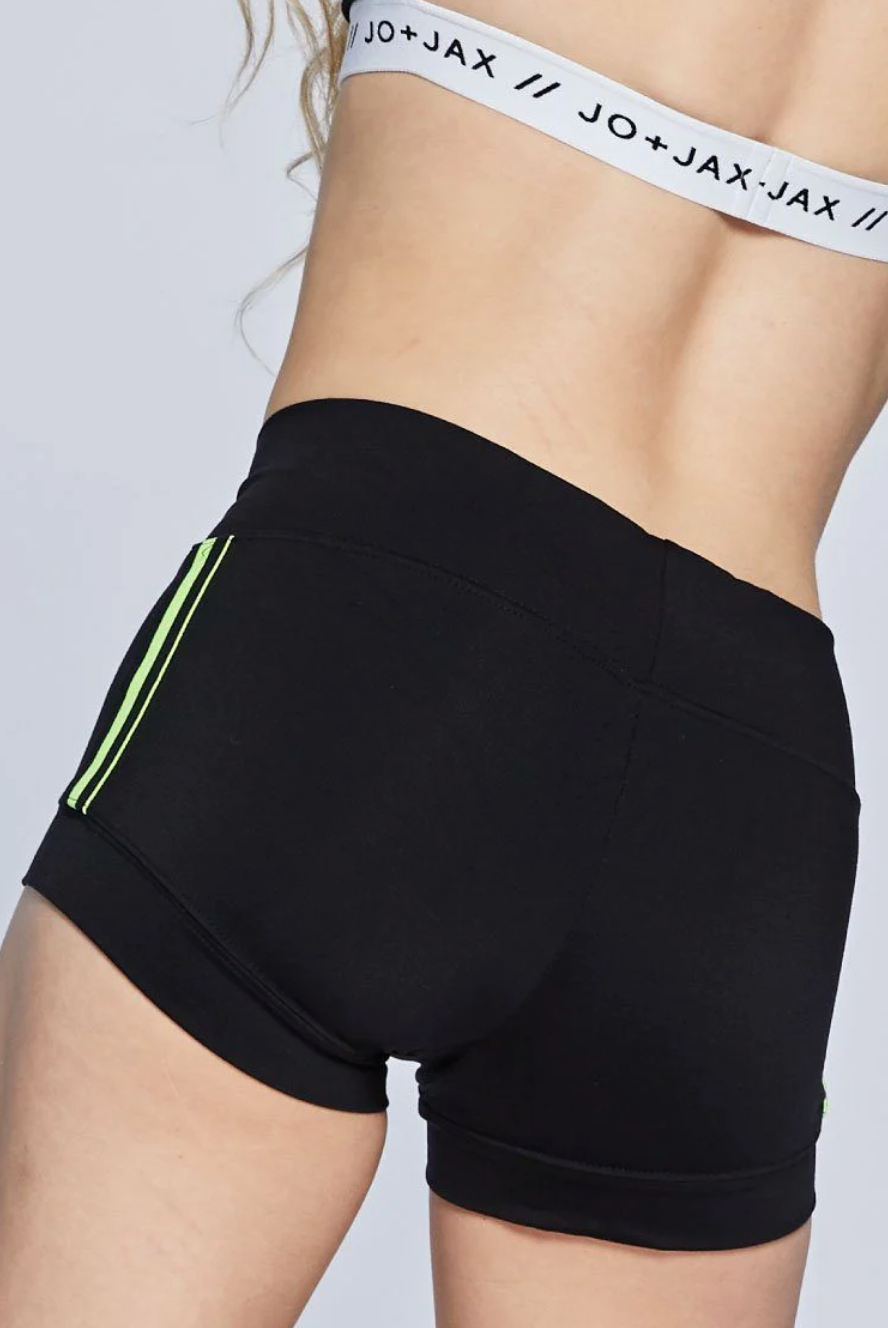 Jo + Jax |  Racer Bandit Shorts | Black + Lime