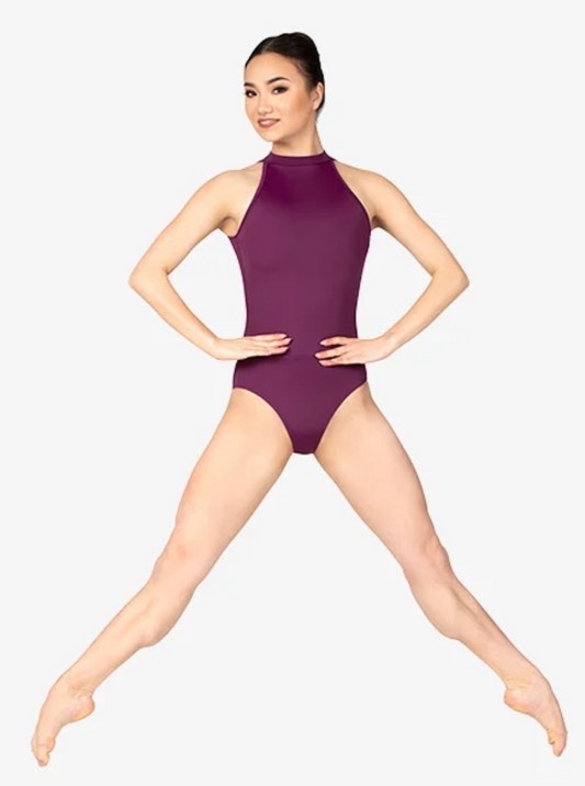 Mariia | Children's Open Back Halter Leotard | Plum