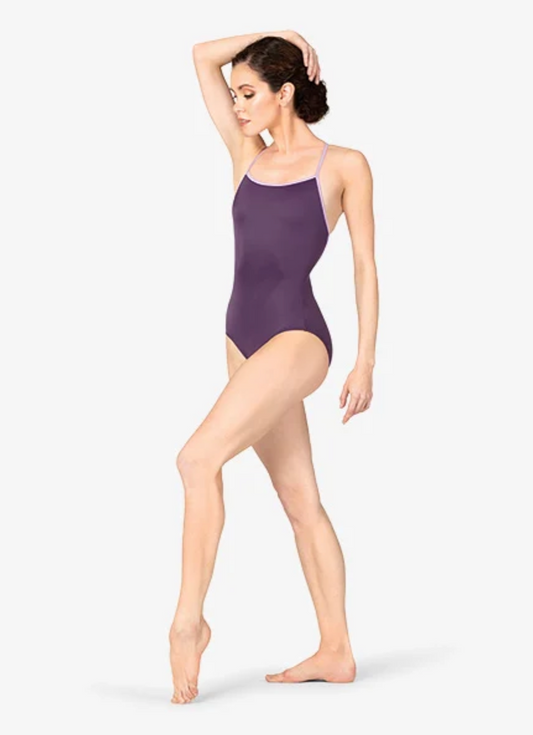 Mariia | Strappy Back Leotard | Lilac + Eggplant