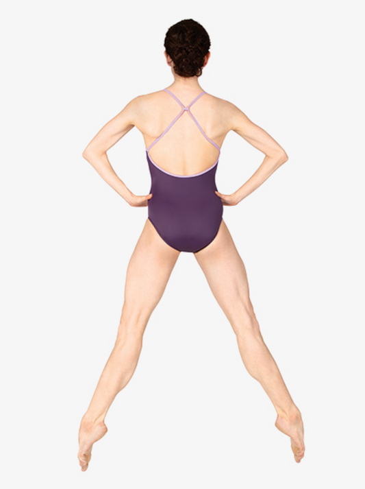 Mariia | Strappy Back Leotard | Lilac + Eggplant