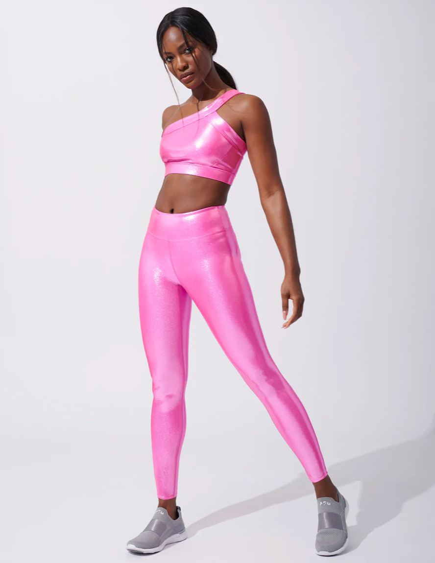 Beyond Yoga Spacedye Slim Racerback Sports Bra in Pink Punk Heather |  REVOLVE