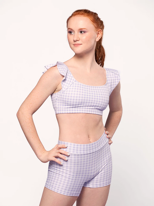 Elevé Dancewear | Ellen Crop Top | Lavender Gingham