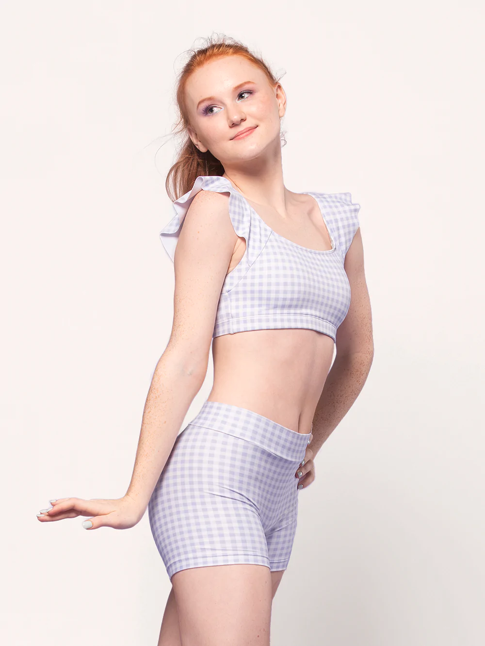 Elevé Dancewear | Olivia Shorts | Lavender Gingham